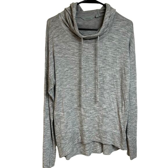 Athleta Thin Hooded Sweatshirt Gray Thumb Holes Super Soft Gym Activewear Size M - Picture 1 of 6